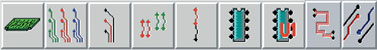 Figure 5. Dialogue icons make it easy to set constraints at different levels. Shown, from left to right are icons for: default, class, net, group, pin pair, decal, and component, differential pairs, and conditional rules